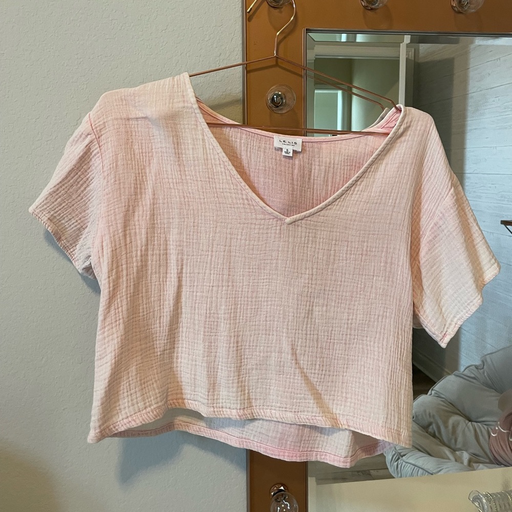 Pink shirt size S from boutique in Houston called Blue Spero